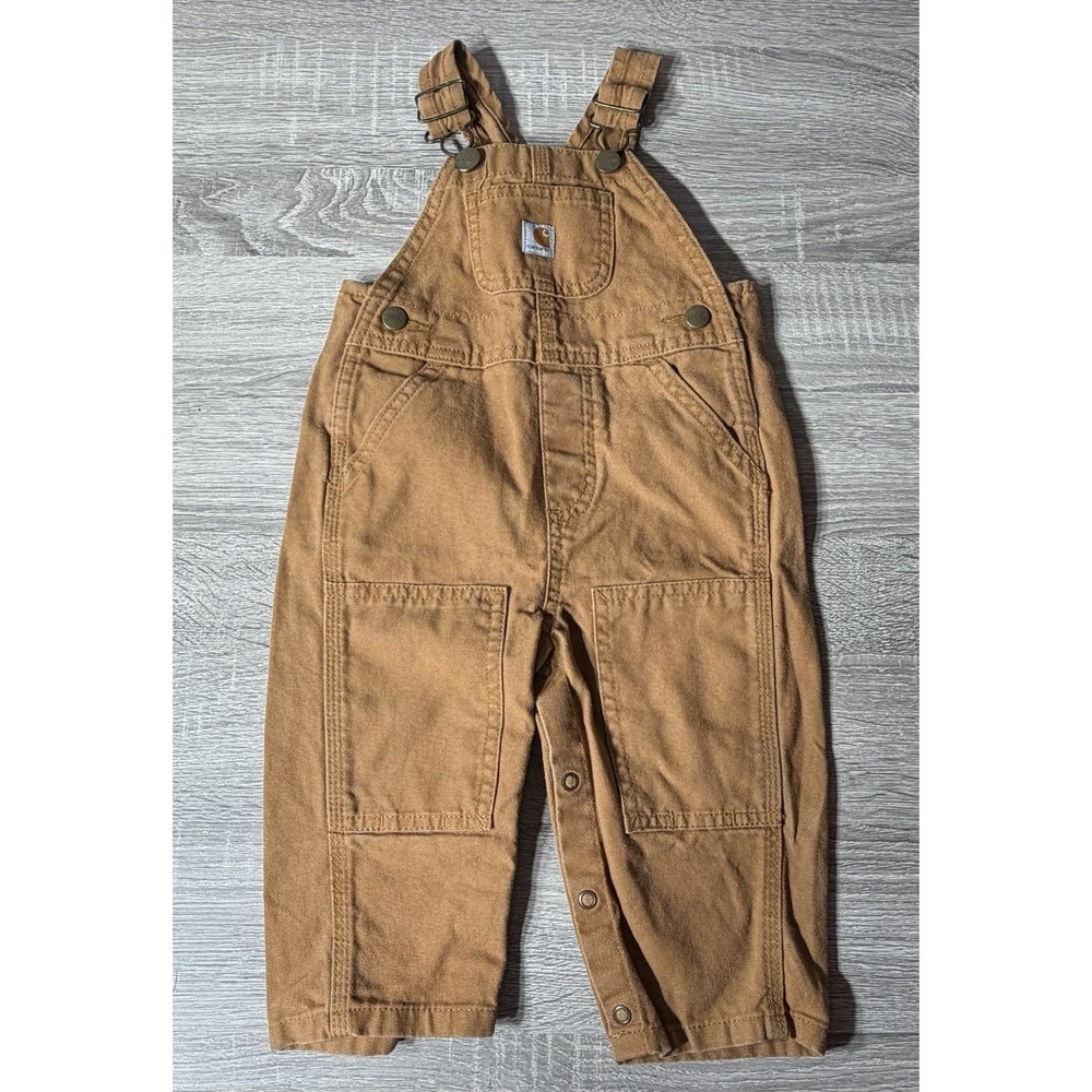 Carhartt Canvas Bib Overalls Baby Size 12 Months Brown